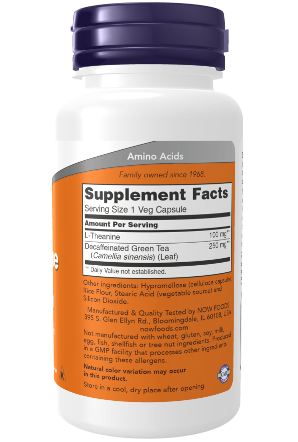 NOW Foods - Koffeinmentes zöld tea L-Theanin, 100 mg - 90 kapszula - Image 2