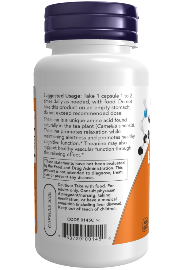 NOW Foods - Koffeinmentes zöld tea L-Theanin, 100 mg - 90 kapszula - Image 3