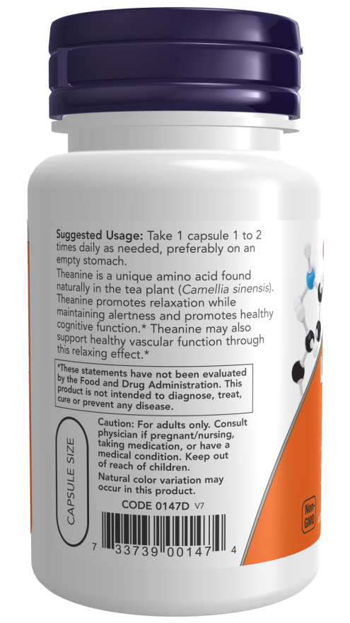 NOW Foods - Dupla Erősségű L-Theanin, 200 mg - 60 kapszula - Image 2
