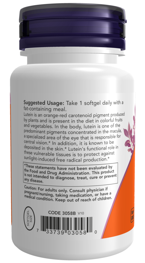 NOW Foods - Lutein 10 mg - 60 lágyzselatin kapszula - Image 3