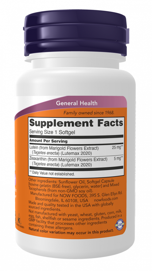 NOW Foods – Lutein & Zeaxanthin 60 lágyzselatin kapszula - Image 2