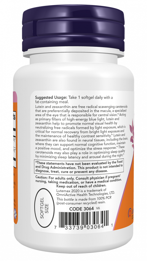 NOW Foods – Lutein & Zeaxanthin 60 lágyzselatin kapszula - Image 3