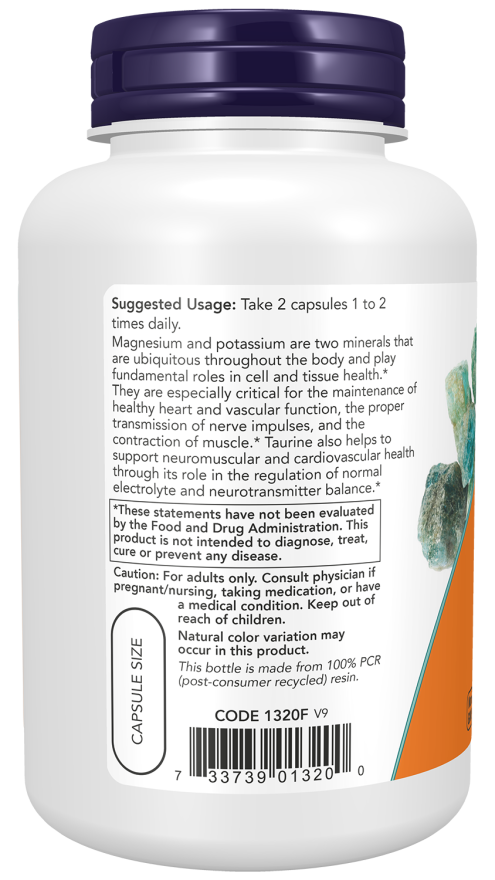 NOW Foods - Magnézium és Kálium Aszpartát Taurinnal - 120 kapszula - Image 3