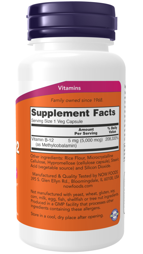 NOW Foods - Metil B-12, 5000 mcg - 90 kapszula - Image 2