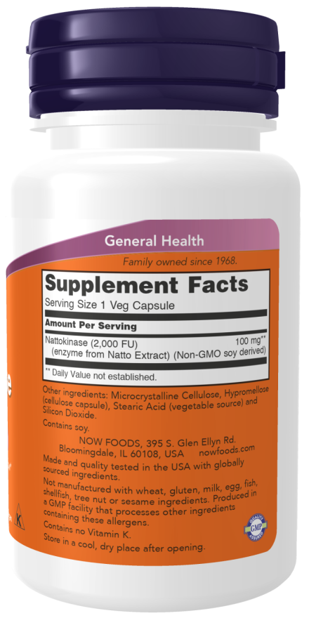 NOW Foods – Nattokinase 100 mg - 60 kapszula - Image 2