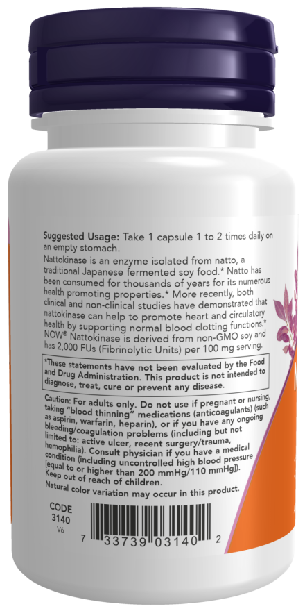 NOW Foods – Nattokinase 100 mg - 60 kapszula - Image 3