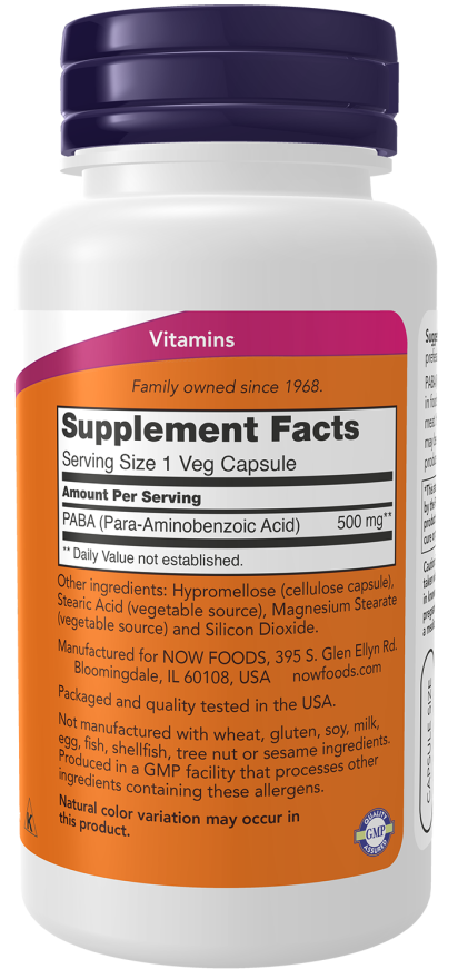 NOW Foods - PABA 500 mg - 100 kapszula - Image 2