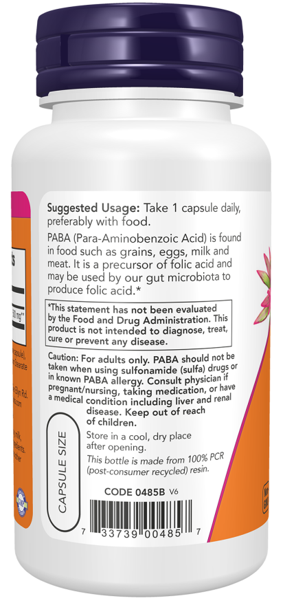 NOW Foods - PABA 500 mg - 100 kapszula - Image 3