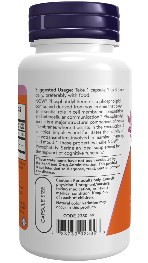 NOW Foods – Foszfatidil-szerin 100 mg - 60 kapszula - Image 3
