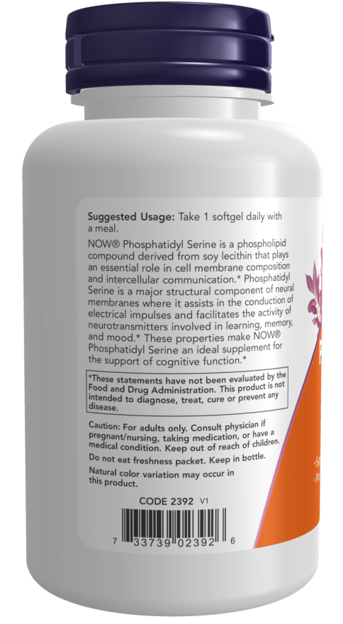 NOW Foods – Foszfatidil-szerin, 300 mg Extra Erős - 50 lágy kapszula - Image 3