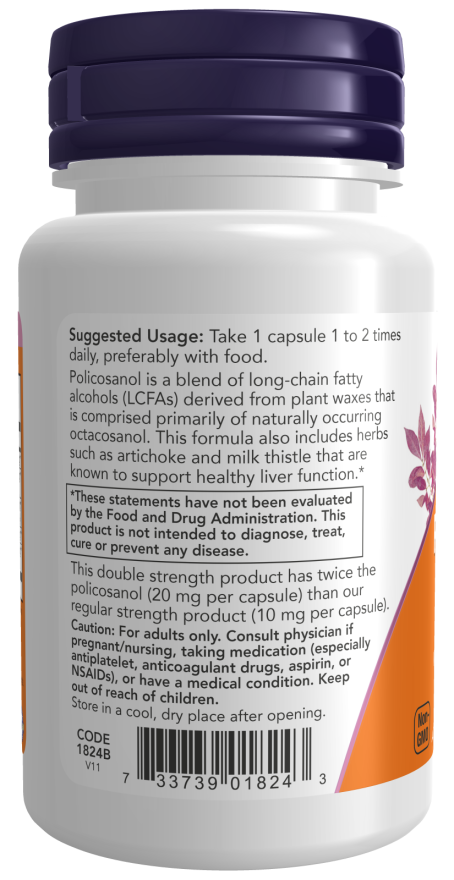 NOW Foods - Policosanol 20 mg - 90 kapszula - Image 3