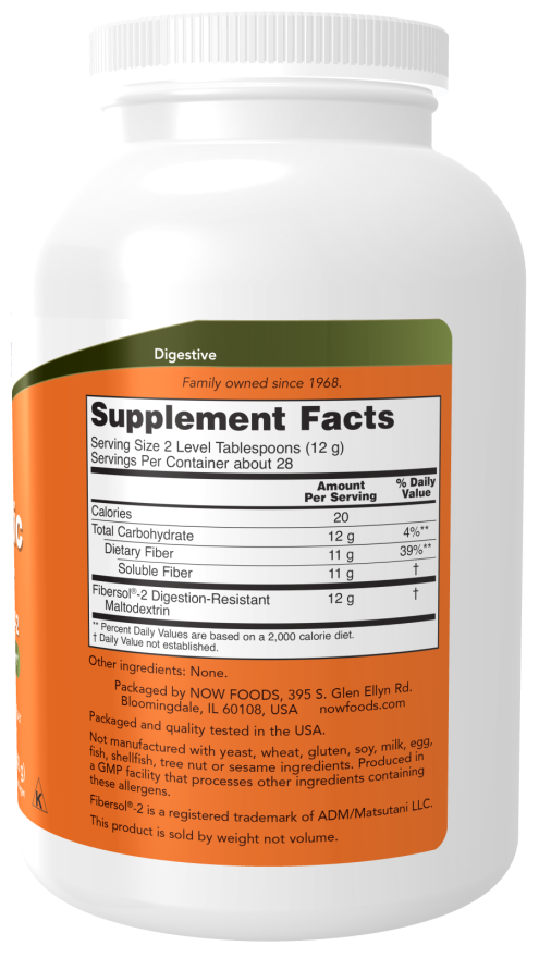 NOW Foods - Prébiotikus Rost Fibersol-2-vel - 340g - Image 2