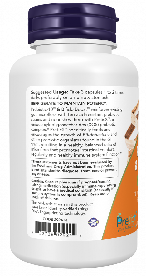 NOW Foods – Probiotic-10 & Bifido Boost - 90 kapszula - Image 3