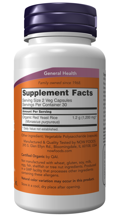 NOW Foods – Vörös Rizs Élesztő, 600mg - 60 kapszula - Image 2