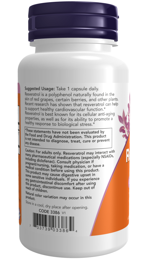 NOW Foods - Resveratrol, Extra Erősség 350 mg + 60 kapszula - Image 3