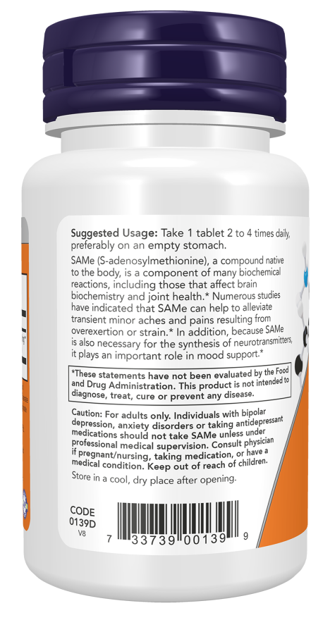NOW Foods – SAMe 400 mg - 60 tabletta - Image 3