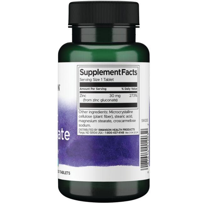 Swanson - Cink-glükonát 30 mg, 250 tabletta - Image 2
