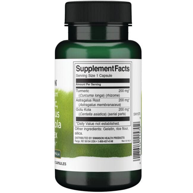 Swanson - Teljes Spektrumú Kurkuma, Astragalusz & Gotu Kola Komplex 60 kapszula - Image 2