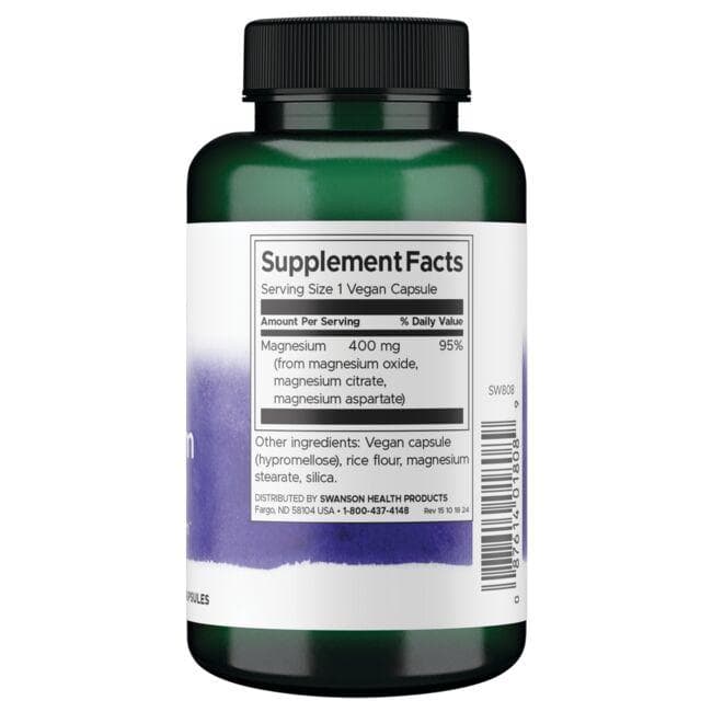 Swanson - Tripla Magnézium Komplex 400 mg, 100 kapszula - Image 2