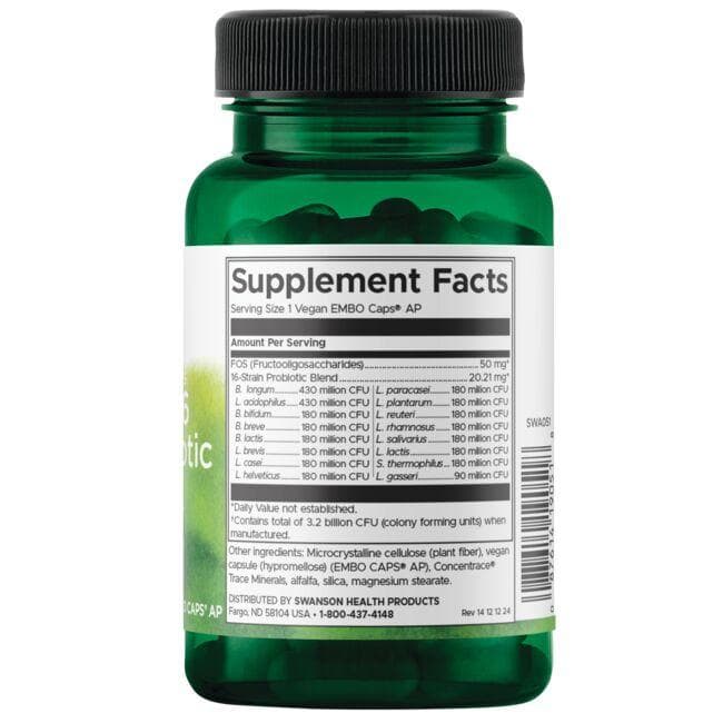 Swanson - Dr. Stephen Langer Ultimát 16 törzses Probiotikum FOS-szal, 3,2 milliárd CFU - 60 kapszula - Image 2