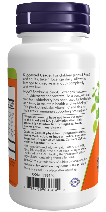 NOW Foods - Sambucus Cink-C - 60 pasztilla - Image 3