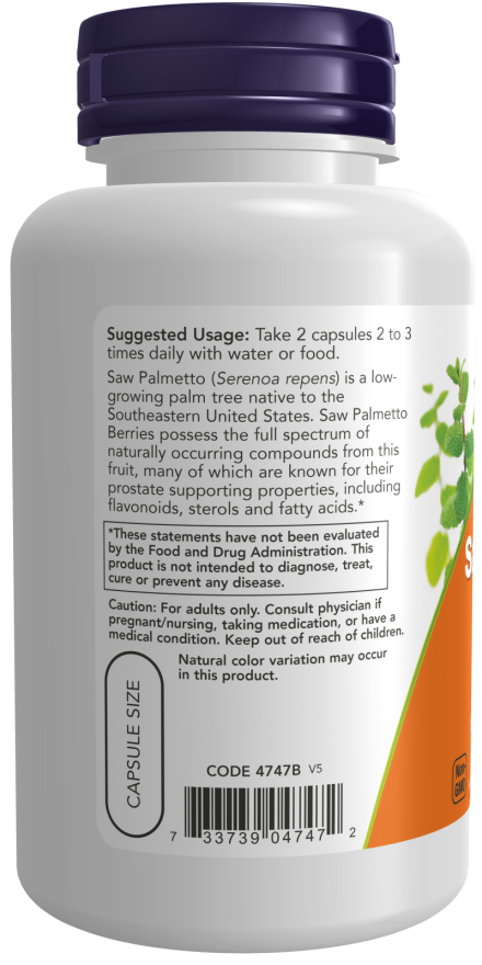 NOW Foods – Savpalma Bogyó, 550 mg - 250 kapszula - Image 3