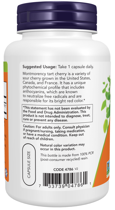 NOW Foods - Surkirsebær kapszula, 500 mg - 90 darab - Image 3