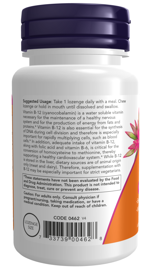 NOW Foods – B-12 vitamin folsavval, 5000 mcg - 60 szopogatótabletta - Image 3