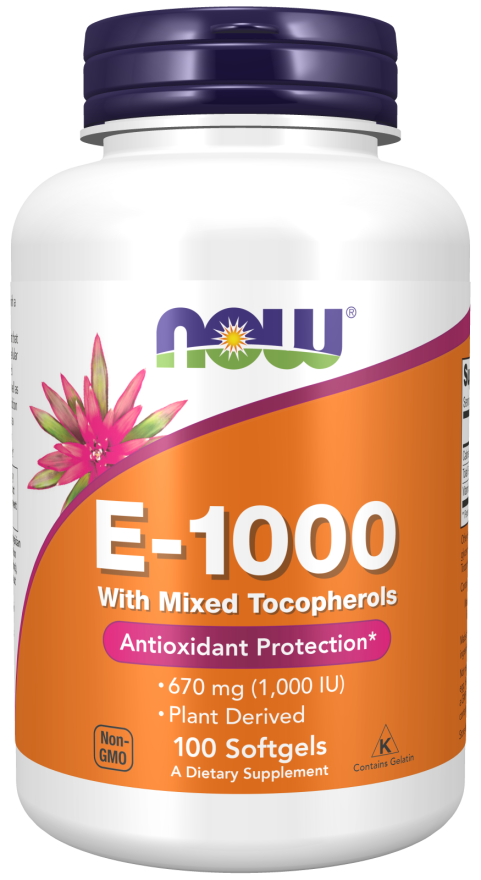 NOW Foods - E-vitamin 1000 - Természetes (Vegyes Tocopherolok) - 50 lágyzselatin kapszula - Image 4