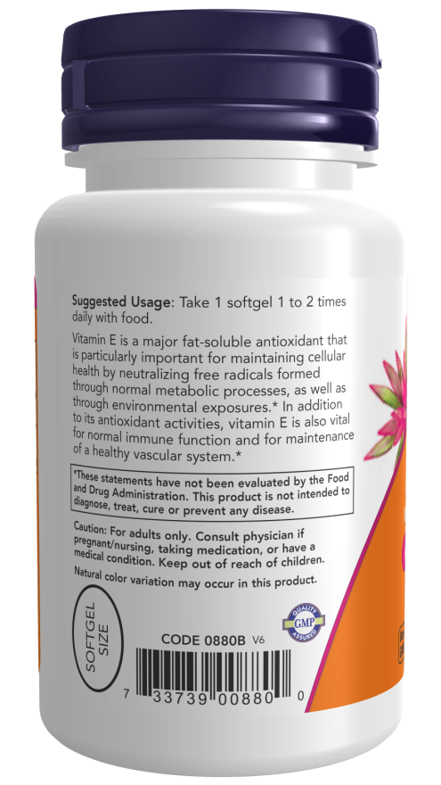 NOW Foods - E-vitamin 200 IU Természetes (Keverék Tocopherolok) - 100 lágyzselatin kapszula - Image 3