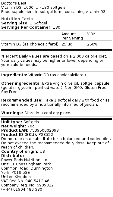 Doctor's Best - D3-vitamin 5000 NE, 720 lágyzselatin kapszula - Image 3