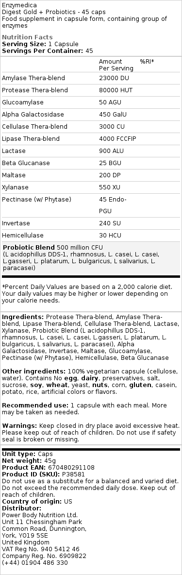 Enzymedica - Digest Gold + Probiotika, 90 kapszula - Image 2