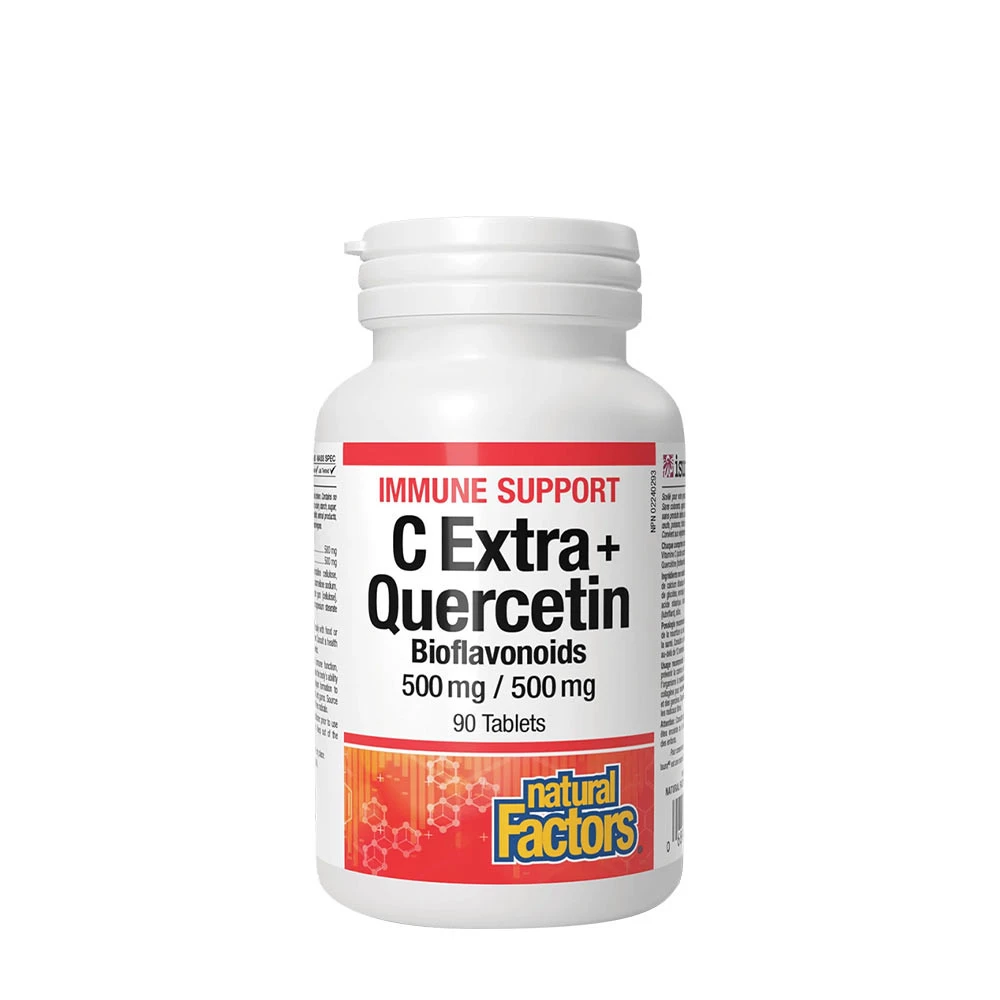 Natural Factors C Extra + Quercetin Bioflavonoids 500 mg / 500 mg (90 Tablets)