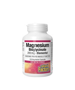 Natural Factors Magnesium Bisglycinate Pure 200 mg (120 Capsules)