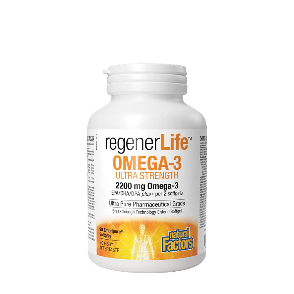 Natural Factors RegenerLife Omega-3 Ultra Strength 2200 mg (90 Softgels)