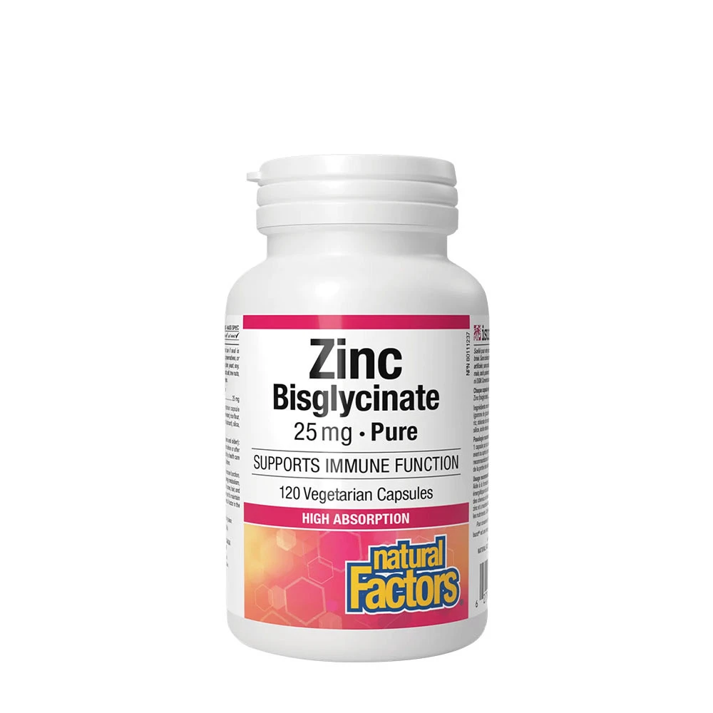 Natural Factors Zinc Bisglycinate 25 mg (120 Capsules)